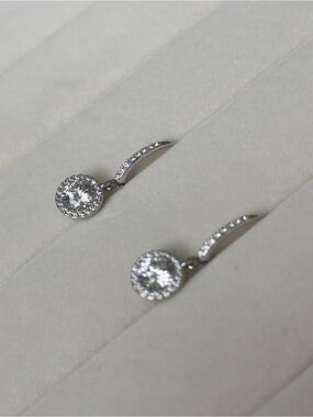 Authentic Silver Swarovski Drop Earrings Rhodium Plated